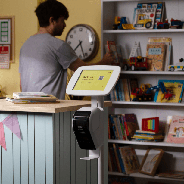 Freestanding tablet and receipt printer kiosk ideal for busy commercial environments