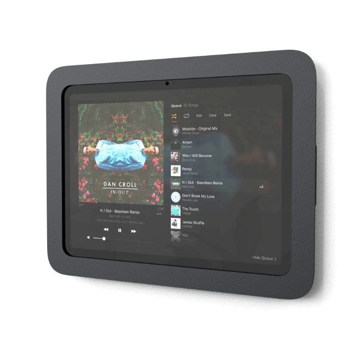 Heckler Wall Mount MX securely holding iPad as a home automation controller or visitor sign-in system.