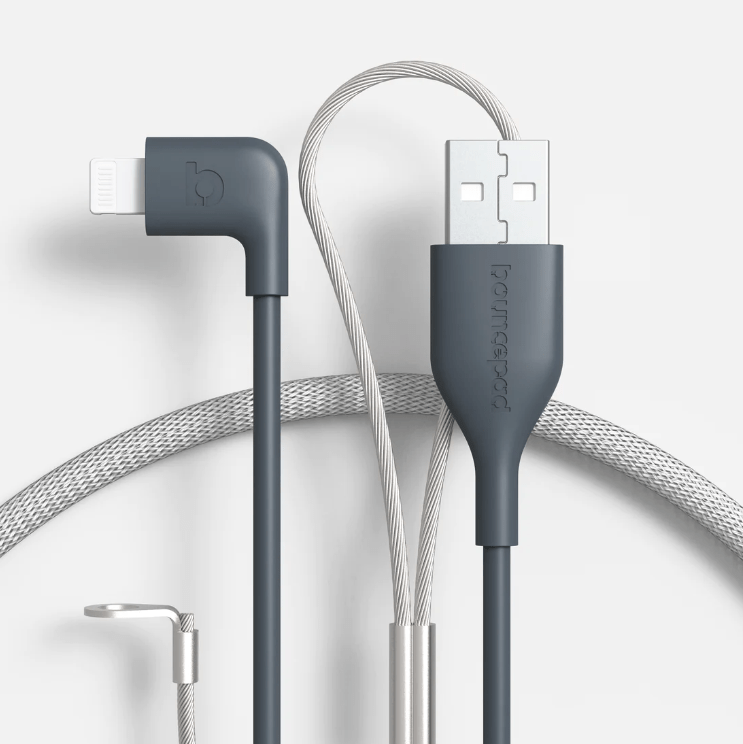 Bouncepad Cables & Power Black Reinforced 2m Lightning to USB-A Charge Cable (MFI Approved)