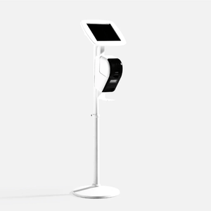 Adjustable iPad and printer stand with secure enclosure for seamless point-of-sale setups