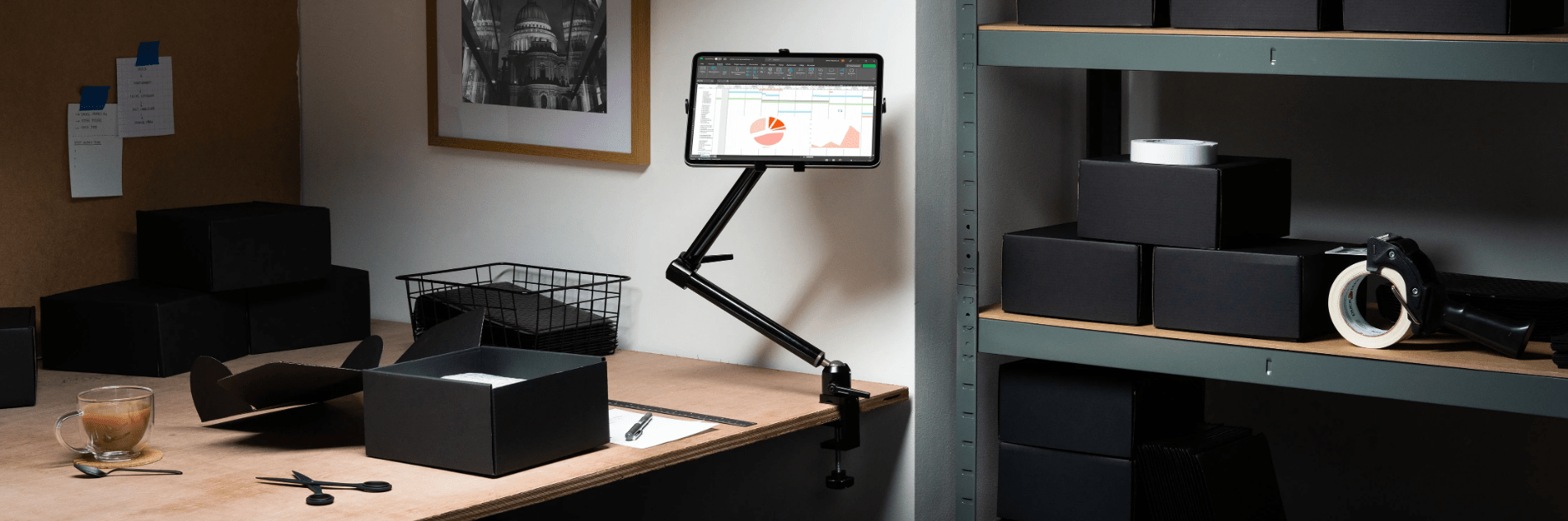 Bouncepad Universal Desk Mount Utility - Tablet and iPad Clamp Mount with 400mm Flexible Arm Mount