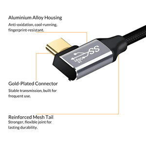 C-Link Cables & Power 0.25m length 10Gbps Gen2 Type-C USB 3.1 Male To USB-C Female Extension Data 100W Charging Right Angled Extender Cord
