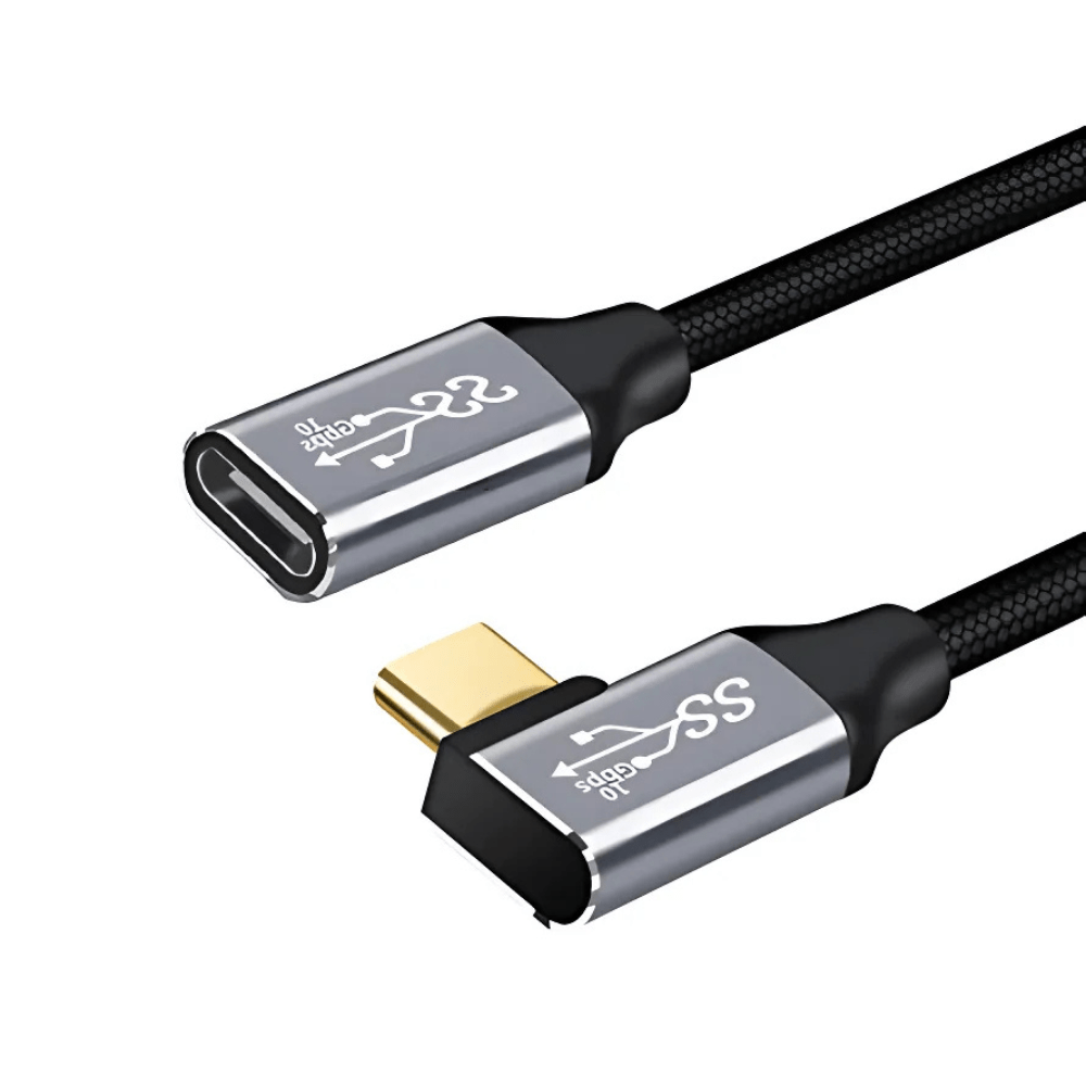 C-Link Cables & Power 0.25m length 10Gbps Gen2 Type-C USB 3.1 Male To USB-C Female Extension Data 100W Charging Right Angled Extender Cord