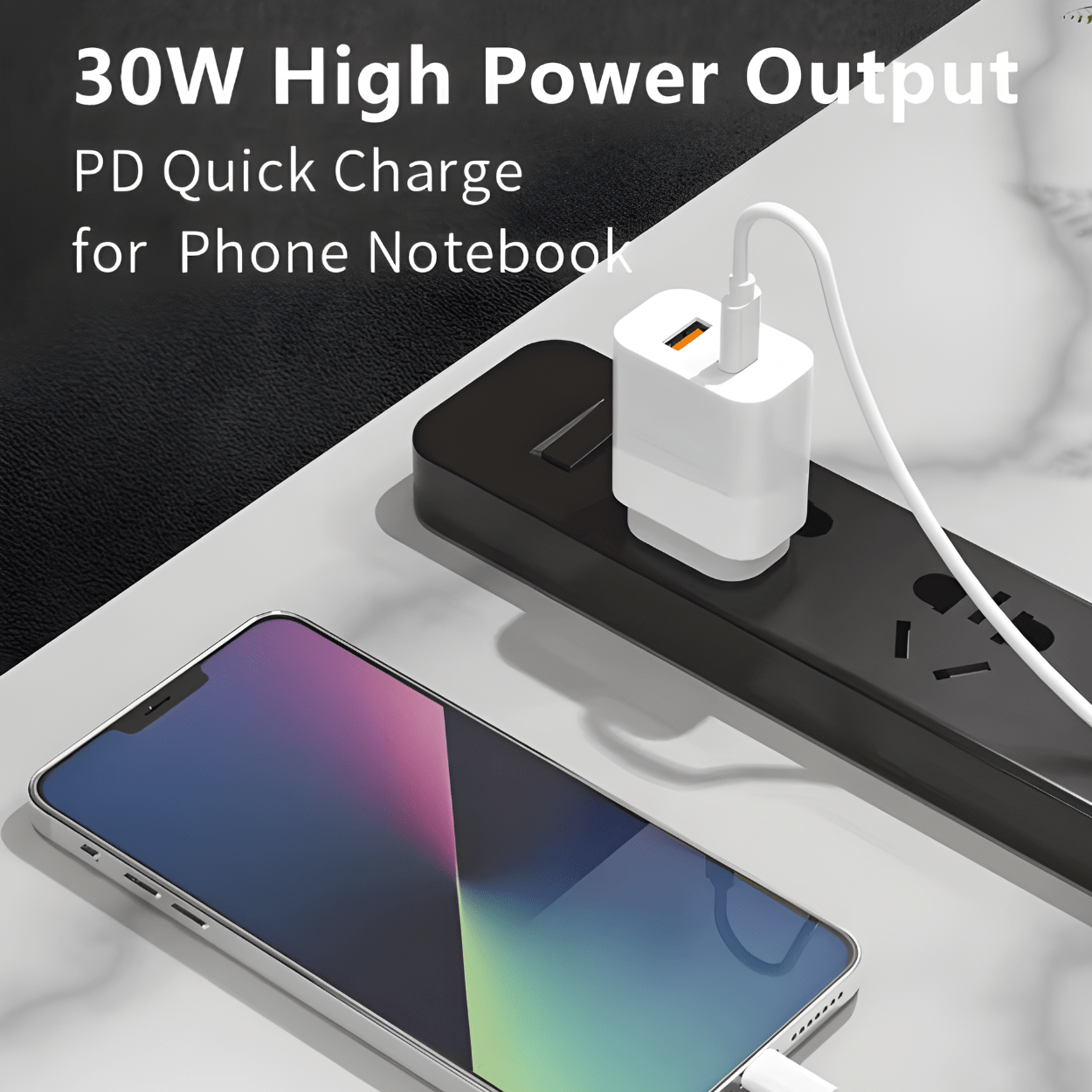 C-Link Tablet Enclosure 30W GaN Fast Charge Dual Port USB-C PD 3.0 Charger - USB-C & USB-A