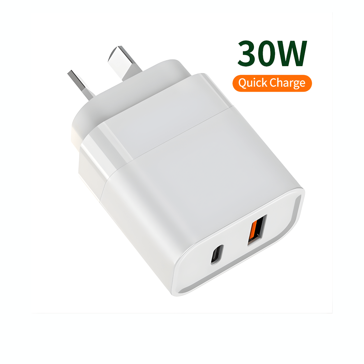 C-Link Tablet Enclosure 30W GaN Fast Charge Dual Port USB-C PD 3.0 Charger - USB-C & USB-A