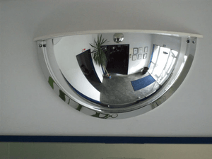 DuraVision Security Mirror 500 x 250mm Stainless Steel Indoor Deluxe Half Dome Mirror