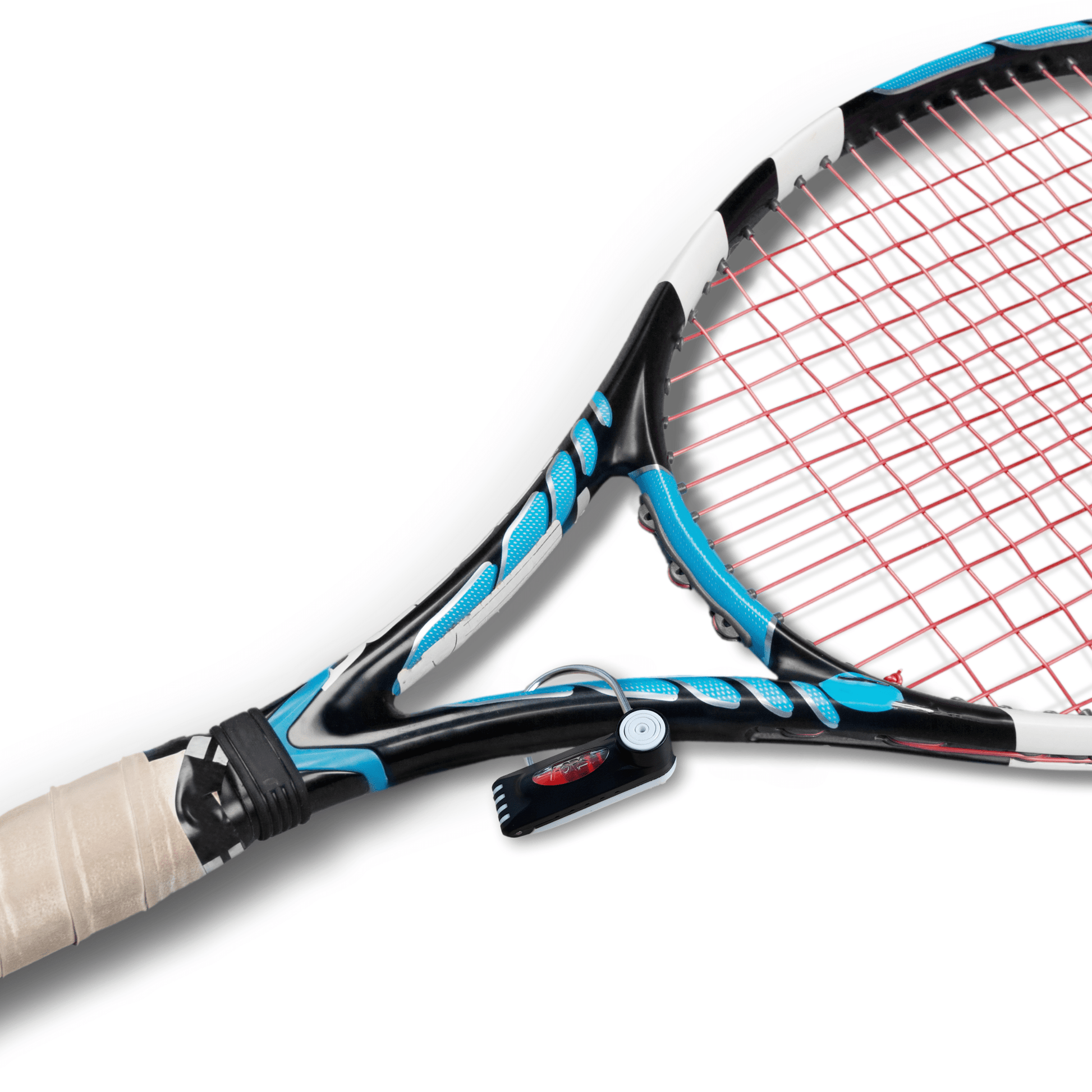 Forstag 58 KHz Padlock Tag securing tennis racket.