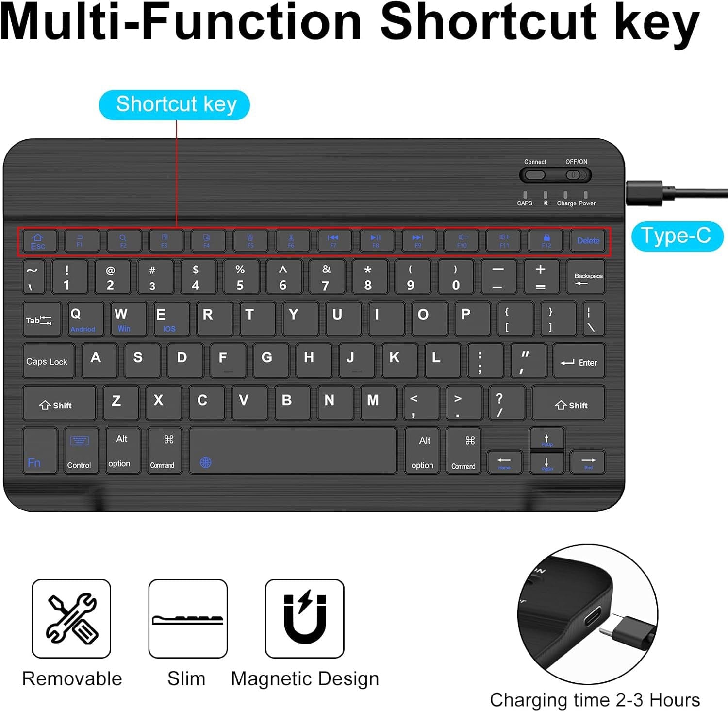 Generic - Grip Case Tablet Case Bluetooth Keyboard with Leather Folio for iPad Air 11" M2 & M3