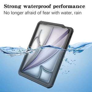 Waterproof iPad Air 11 6th Gen case with IP68 rating – drop-proof, travel-friendly design with strap and stand