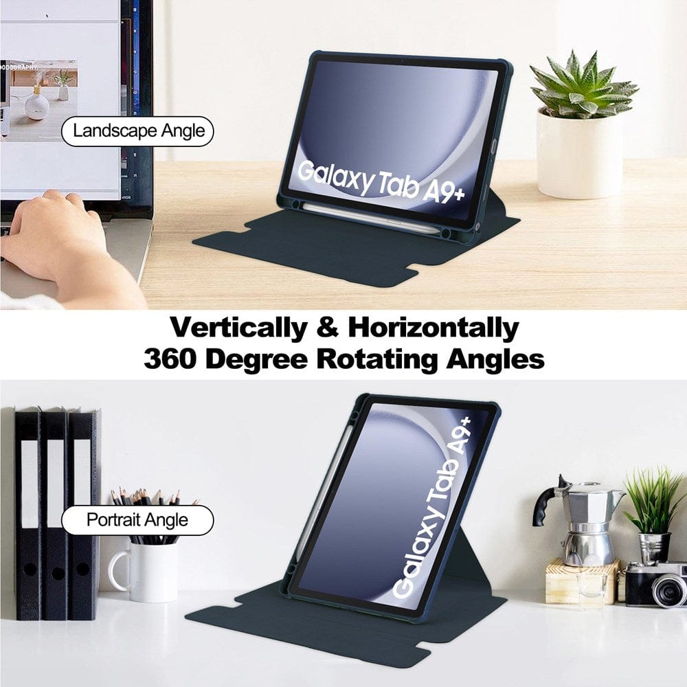 Generic - Grip Case Tablet Enclosure Bluetooth Keyboard with Rotating Folio Case for Samsung Galaxy Tab A9+ 11 (2023)