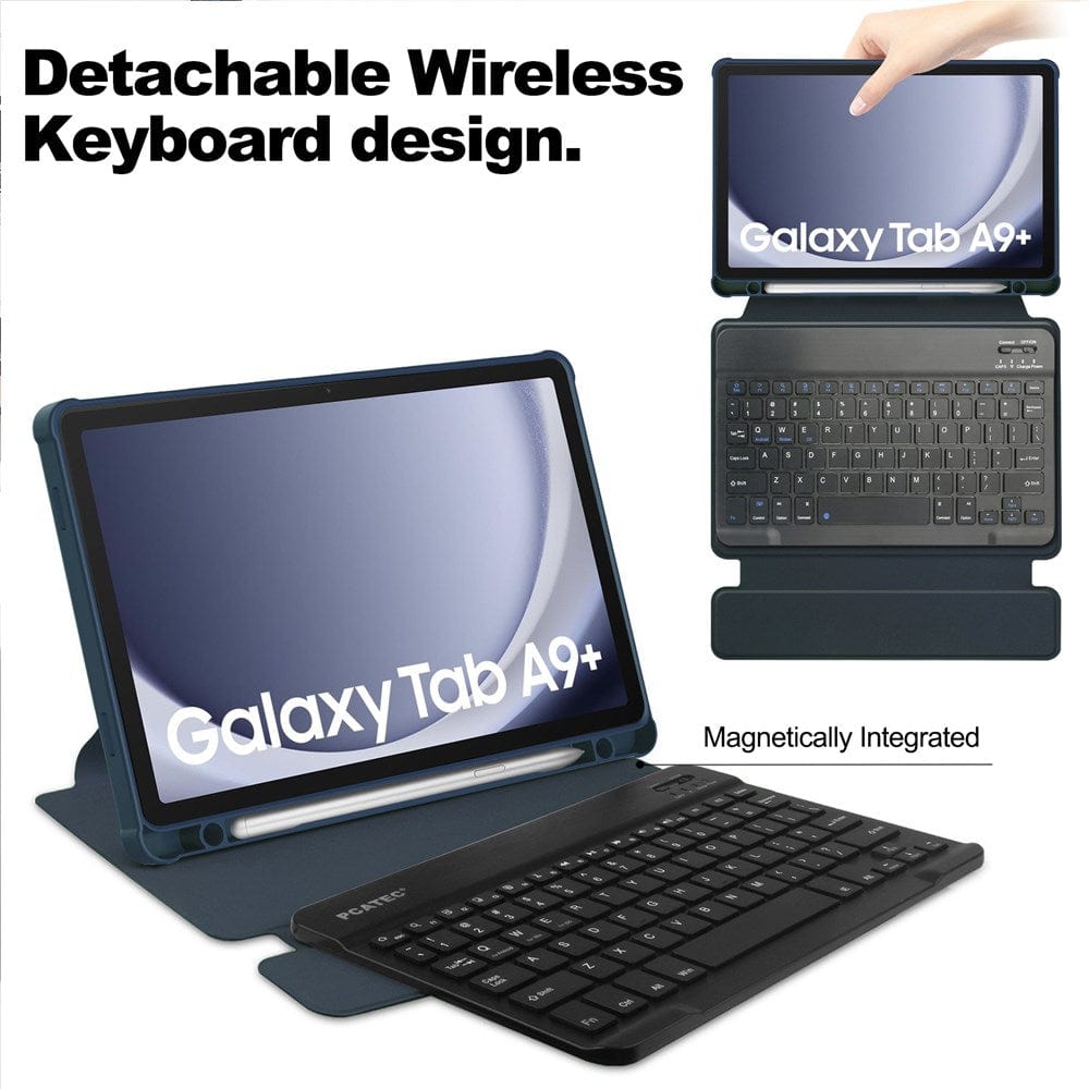 Generic - Grip Case Tablet Enclosure Bluetooth Keyboard with Rotating Folio Case for Samsung Galaxy Tab A9+ 11 (2023)