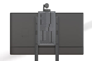 Heckler Device Panel XL mounted to AV Cart, providing secure storage for AV components and accessories.