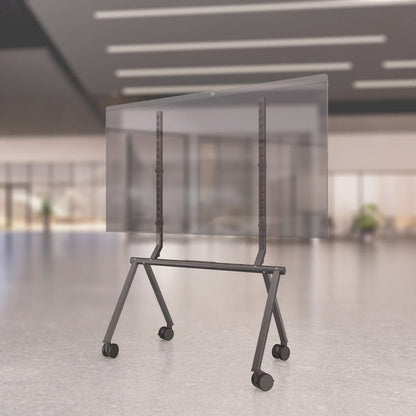 Heckler Collaboration Stand with large display securely mounted for conference room presentations.