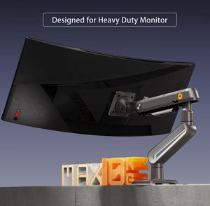 North Bayou AV Hardware Dark Grey Heavy-Duty Gas Spring Gaming Monitor Arm – 27″–50″ (18 kg)