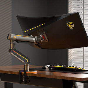 North Bayou AV Hardware Matte Charcoal Gaming Monitor Arm with RGB – 27″–50″ Screen (holds 18 kg)
