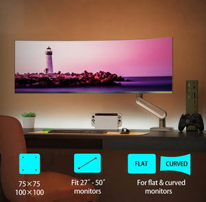 Heavy-duty all-metal monitor arm with full articulation - tilt, swivel, rotation, height and reach.