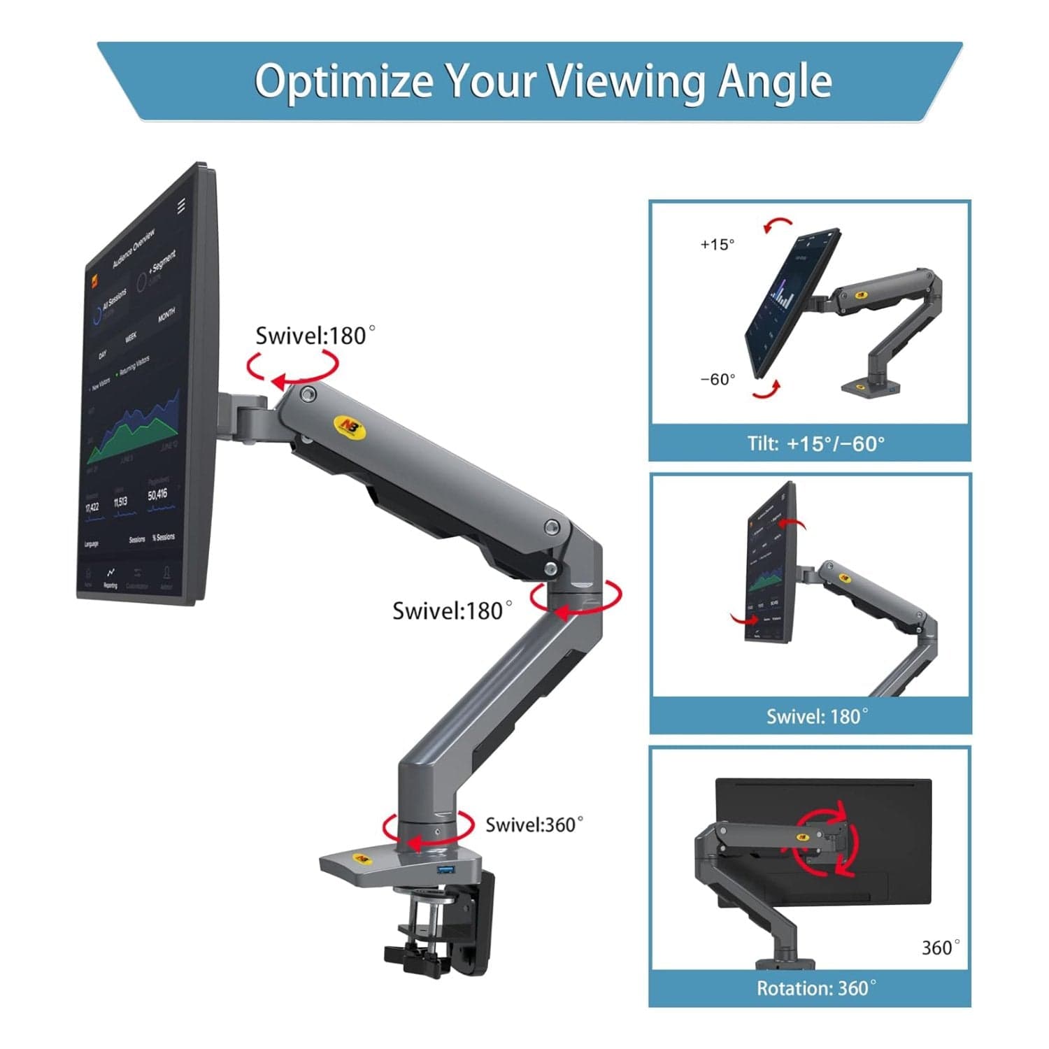 North Bayou Monitor Stand Gaming monitor Arm for 27"-45" Screens