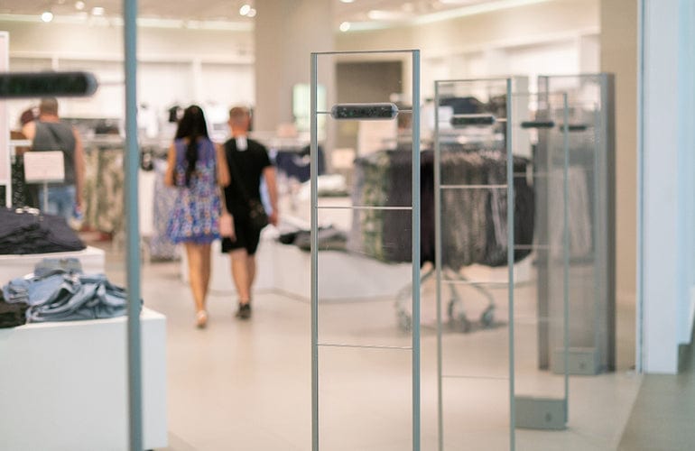 Retail security gates in a store