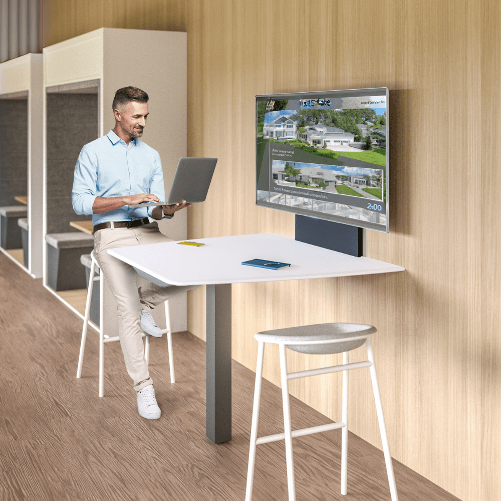 Unifi Huddle™ Table with TV Mount and AV Cabinet