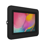 Microsoft Surface securely mounted close to wall using Tab Secure Slim design with optional camera and home button coverage.