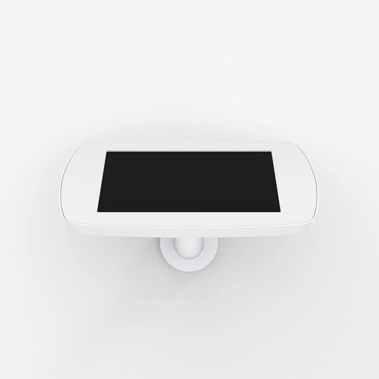 Easy to grip wall mounted white  tablet enclosure with cable management system