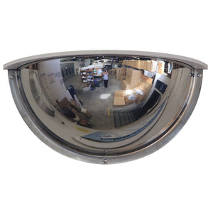 Bennets Security Mirror 500 x 250mm Stainless Steel Indoor Deluxe Half Dome Mirror