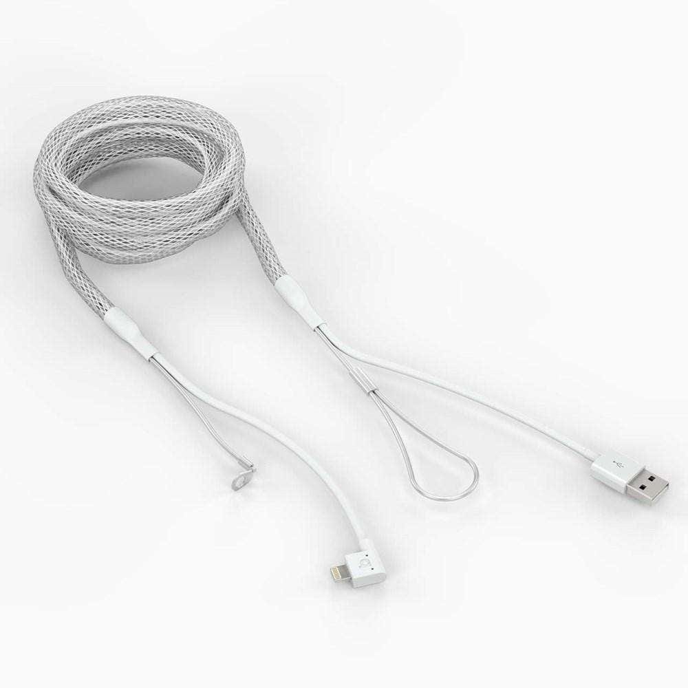 Bouncepad Cables & Power White Reinforced 2m Lightning to USB-A Charge Cable (MFI Approved)