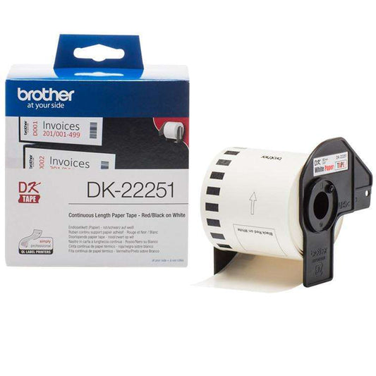 Brother DK22251 Printer Label - 62 mm Width x 15.24 m Length - White - Paper - 1 Roll