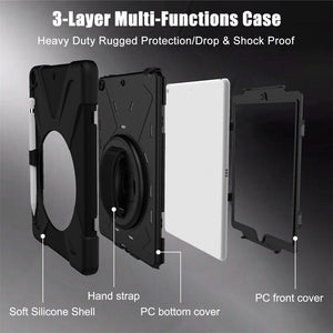 Generic - Grip Case Tablet Case Shoulder and Hand Strap Case - iPad 10.2 7-9th Gen Built-In Screen Protector