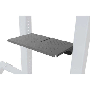Heckler Multi Shelf mounted to AV Cart for holding PTZ camera and conference room peripherals.