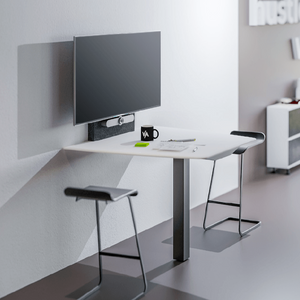 Salamander Unifi Huddle Lite seats 2–3 people and supports 43"–55" screens, perfect for small team collaboration.