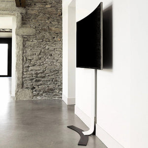 Adjustable StandiT TV Mount with five fixed heights over a 200 mm range, this sturdy, drill-free wall stand features anti-fall protection for safe, sleek screen mounting.