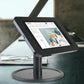 Lenovo tablet displayed on tamper-proof Tab Secure Table Top with flexible portrait or landscape viewing.